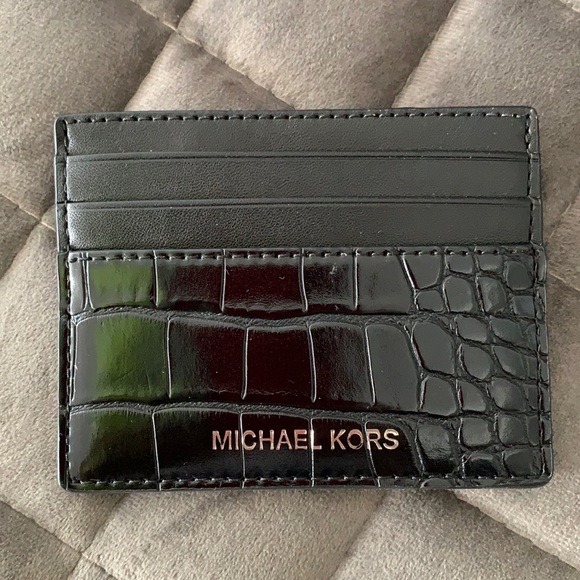 MICHAEL Michael Kors Croc Embossed Card Case - Picture 1 of 3